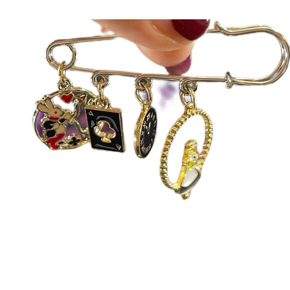 Alice Wonderland Lapel Pin Rabbit Black Safety Pin Enamel Badge Brooch Gift Pin - Picture 2 of 12